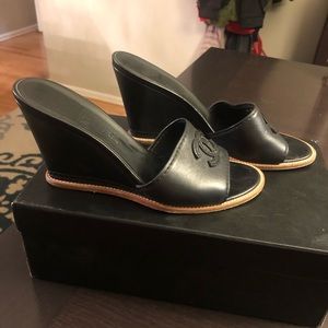 CHANEL wedge mules